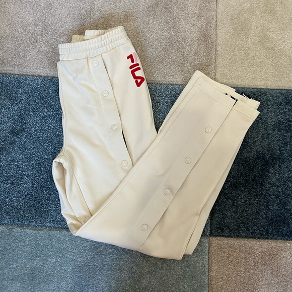 FILA Cream Button Down Track Pants - Picture 1 of 7